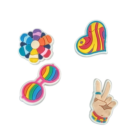 Crocs Boho Hippie Crocs Jibbitz Peace Retro Heart lot of 6 - Picture 2 of 8